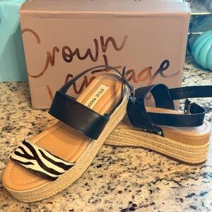Steve Madden Black and Zebra Sandals size 7.5